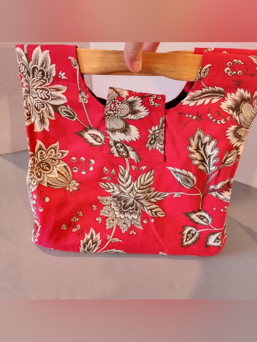 Frontier Classics Wooden Top Handle Large -Bag Knit Cross Stitch Travel NWT